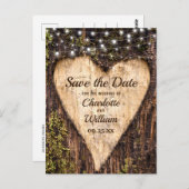 Carte Postale Bois Barque Coeur Rustique Mariage Enregistrer La  (Devant / Derrière)