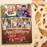 Bois Bracelet Script Camion Rouge Thanksgiving 4 P