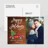 Carte Postale Bois Brosse Script Camion Couple Photo Vacances (Devant / Derrière)