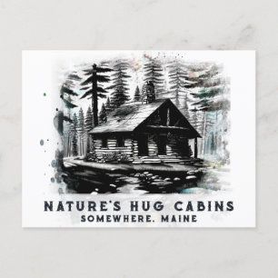 Carte Postale *~* Bois Cabine Sketched Art AP49 Noir Blanc
