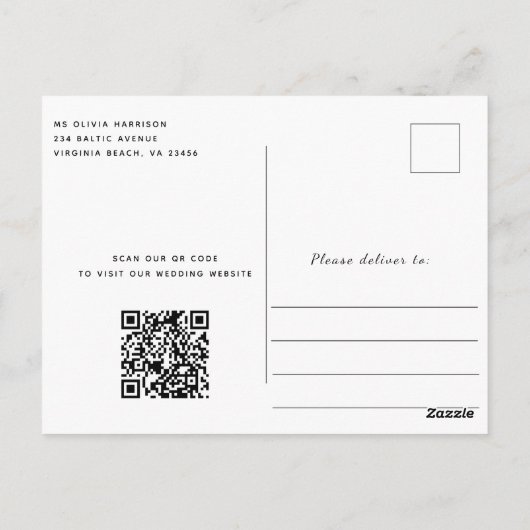 Carte Postale Bois Chaîne Lumières Script Mariage Enregistrer la (Dos)