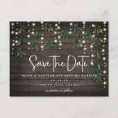 Carte Postale Bois Chaîne Lumières Script Mariage Enregistrer la (Devant)