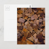 Carte Postale Bois de chauffage rustique cabine bois  écorce mot (Devant / Derrière)