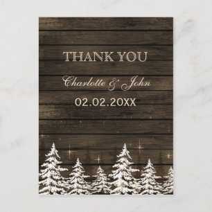 Carte Postale Bois de pin rustique, hiver Merci notes