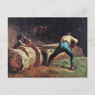 Carte Postale Bois De sciage De Bois De Lumberjacks Par Millet (