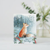 Carte Postale Bois d'hiver, renard Noël (Debout devant)