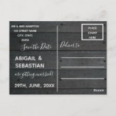 Carte Postale Bois foncé rustique, avec lumières à cordes. (Dos)