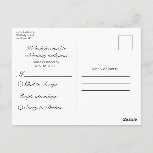 Carte Postale Bois neigeux et forêt Pin de campagne RSVP Invitat (Dos)