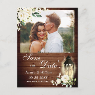 Carte Postale Bois Rose Rustique Photo Mariage Sauvez la date