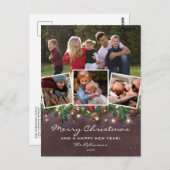 Carte Postale Bois rustique 4 vacances de Noël photo (Devant / Derrière)