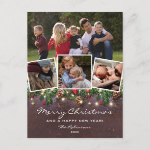 Carte Postale Bois rustique 4 vacances de Noël photo