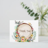 Carte Postale Bois rustique Animaux Baby shower Verdure Merci (Debout devant)