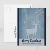 Carte Postale Bois rustique Bleu renne Pays Noël (Devant / Derrière)