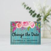 Carte Postale Bois rustique Changer la date de report du Mariage (Debout devant)