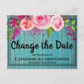 Carte Postale Bois rustique Changer la date de report du Mariage (Devant)