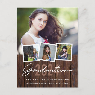 Carte Postale Bois rustique Chaque année Graduation 4 Photo