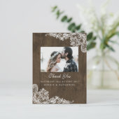 Carte Postale Bois rustique & dentelle blanche florale Élégant M (Debout devant)