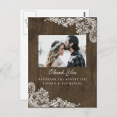 Carte Postale Bois rustique & dentelle blanche florale Élégant M (Devant / Derrière)