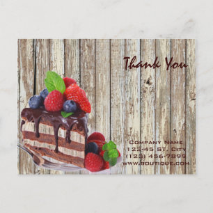 Carte Postale bois rustique dessert chocolat gâteau boulangerie