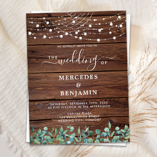 Carte Postale Bois rustique éclaire Eucalyptus Mariage Invit