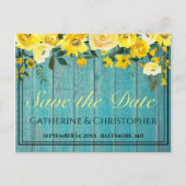 Carte Postale Bois rustique Enregistrer la date Rose Faire-part  (Devant)