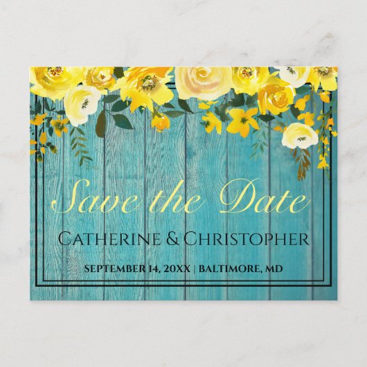 Carte Postale Bois rustique Enregistrer la date Rose Faire-part (Devant)