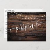 Carte Postale Bois rustique et lumières Avis Mariage reporté (Devant / Derrière)