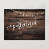 Carte Postale Bois rustique et lumières Avis Mariage reporté (Devant)