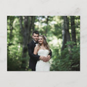 Carte Postale Bois rustique et Merci Mariage de feuilles botaniq (Devant)