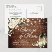 Carte Postale Bois rustique et Roses blanches Lanterne Changemen (Devant / Derrière)