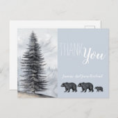 Carte Postale Bois rustique Ours Baby shower Merci (Devant / Derrière)