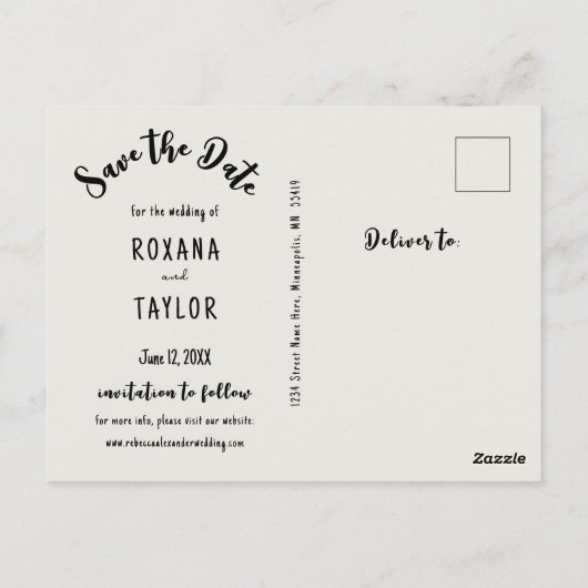 Carte Postale Bois Rustique Planks Mariage Photo Enregistrer Dat (Dos)