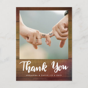 Carte Postale Bois rustique Script mariage de Merci photo