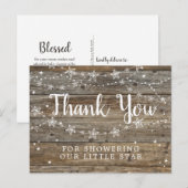 Carte Postale Bois rustique Stars Baby shower Merci (Devant / Derrière)