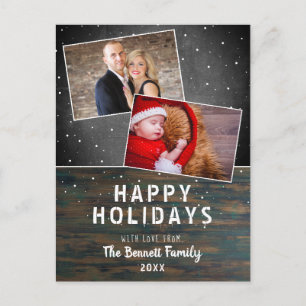 Carte Postale Bois Rustique Tableau Noir Neige 2 Photo Noël