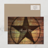 Carte Postale bois rustique texas star western mariage merci (Devant / Derrière)