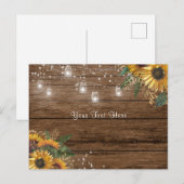 Carte Postale Bois rustique, tournesols, guirlandes lumineuses e (Devant / Derrière)