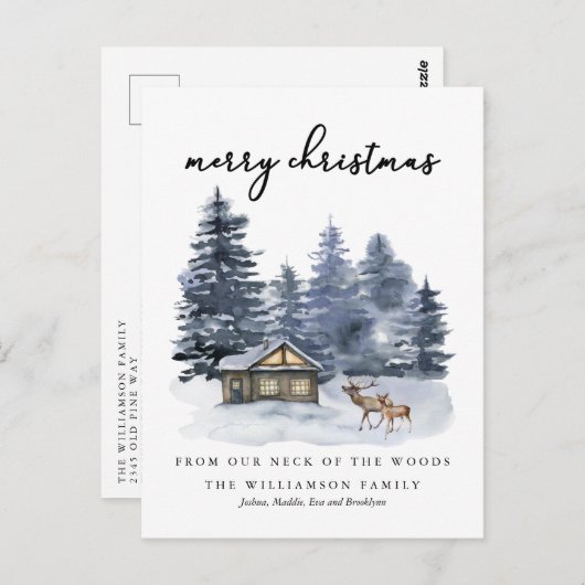 Carte Postale Bois rustiques Joyeux Noël (Devant / Derrière)