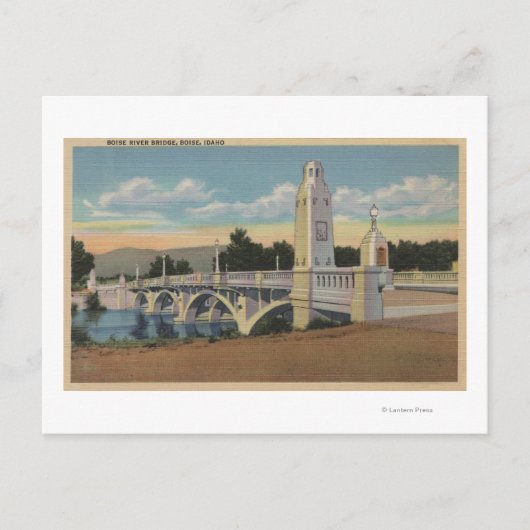 Carte Postale Boise, ID - Vue du pont de la rivière Boise (Devant)