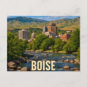 Carte Postale Boise Idaho Rivière Montagne Voyage Souvenir