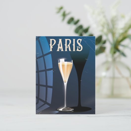 Carte Postale Boisson à vin de Paris affiche de voyage de style (Debout devant)