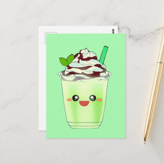 Carte Postale Boisson Matcha Green Tea (Devant/Arrière en situation)