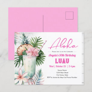 Carte Postale Boisson tropicale Aloha Luau Anniversaire Adulte