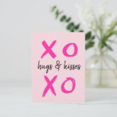 Carte Postale Boissons & baisers, XOXO, Rose (Debout devant)