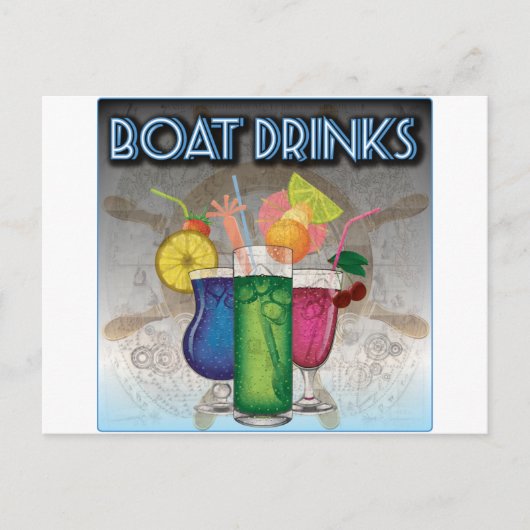 Carte Postale Boissons de bateau (Devant)