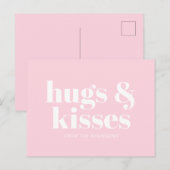 Carte Postale Boissons et baisers rose blanc moderne typographie (Devant / Derrière)