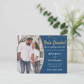 Carte Postale Boissons Gratuites Blue Gold Photo Décontracté Enr (Debout devant)