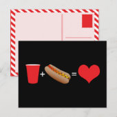 Carte Postale boissons + hot dogs = amour (Devant / Derrière)