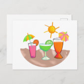 Carte Postale Boissons Sur La Plage (Devant / Derrière)