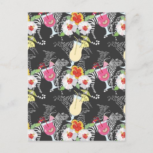 Carte Postale Boissons Tropicales Avec Animaux (Devant)